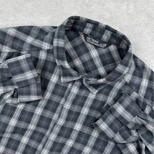 Arc'teryx Bernal LS Shirt Mens Large Black Grey Plaid Flannel Outdoors Casual